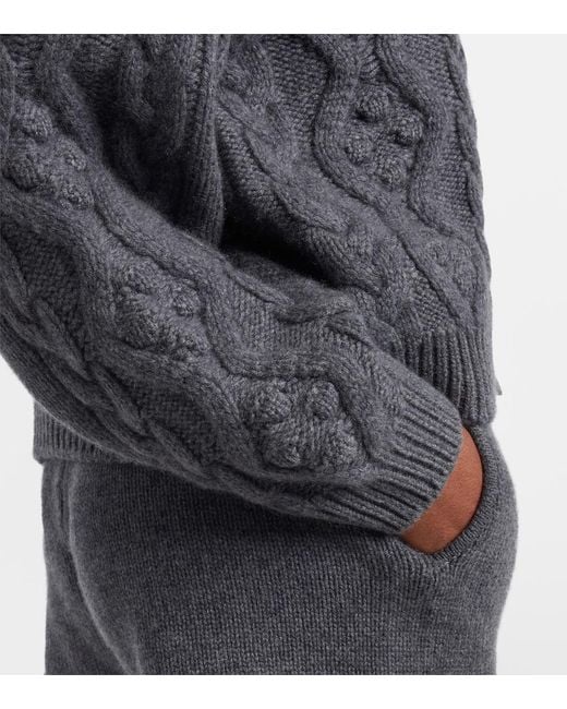 Lisa Yang Gray Winroe Cable-Knit Cashmere Cardigan