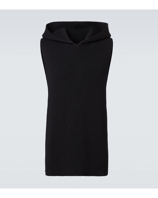 Rick Owens Black Ribbed-Knit Virgin Wool Sweater Vest for men