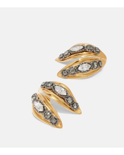 Balenciaga Metallic Bloom Crystal-Embellished Earrings