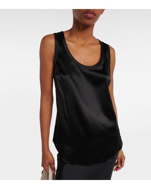 Brunello Cucinelli Black Silk-Blend Tank Top