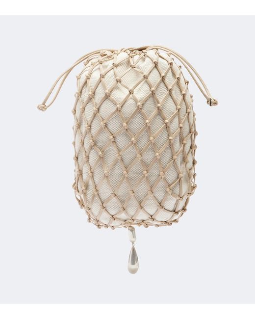 SAVETTE White Macrame Small Leather Pouch