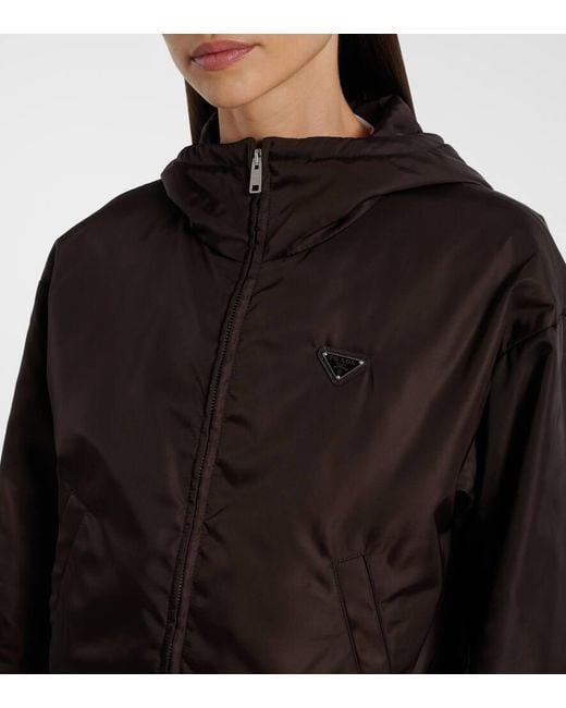 Chaqueta De Re-Nylon Con Capucha Prada de color Black