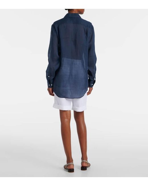 Loro Piana Blue Hemd Aus Ramie