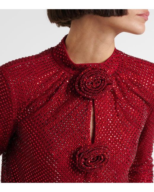 Self-Portrait Red Bluse Mit Kristallen