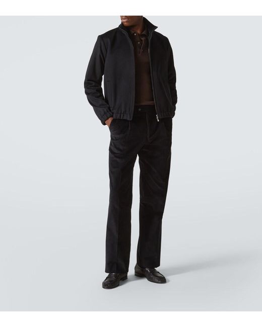 Saman Amel Blue Camillo Cashmere Bomber Jacket for men