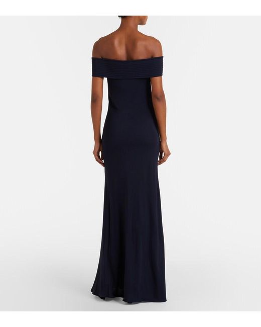 Alaïa Blue Off-Shoulder Jersey Maxi Dress