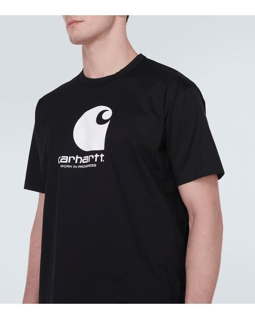 Junya Watanabe Black X Carhartt Logo Cotton Jersey T-Shirt for men