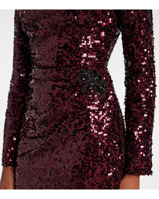 Erdem Purple Draped Sequined Gown