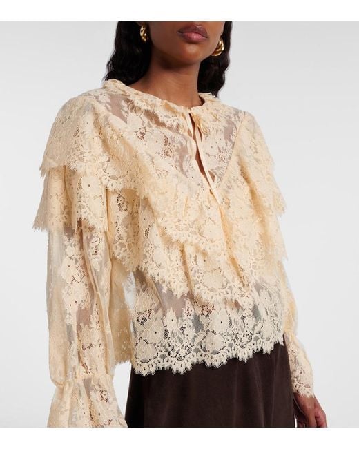 Rixo Natural Faryn Ruffled Lace Blouse