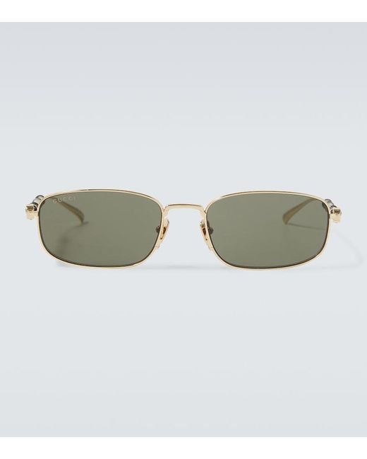 Gucci Green Bamboo Rectangular Sunglasses for men
