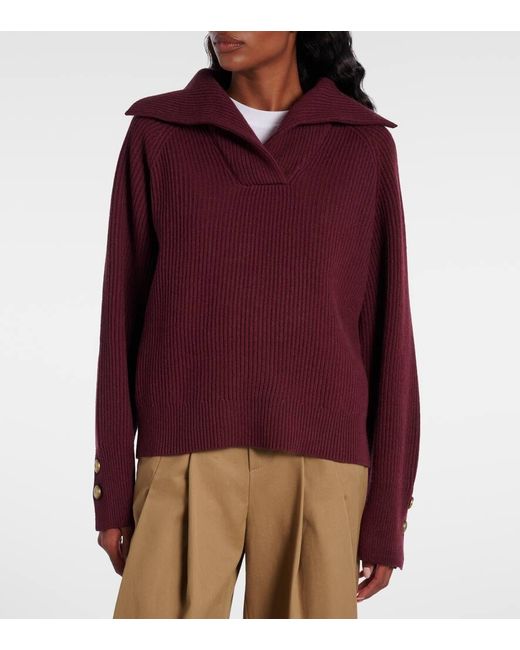 Brunello Cucinelli Red Wool, Cashmere, And Silk Sweater