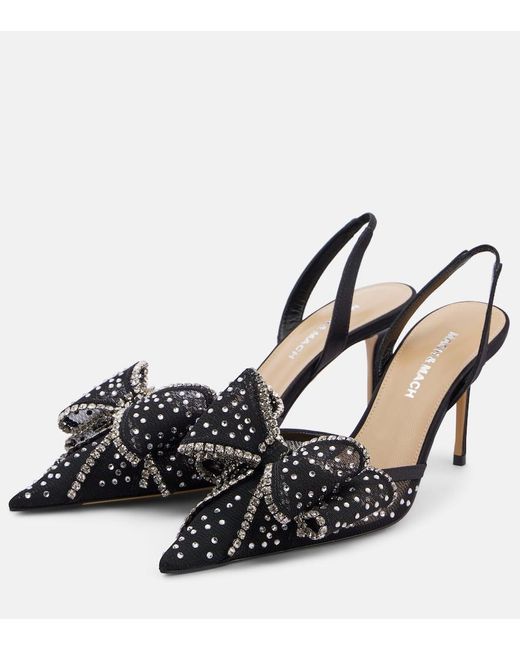 Mach & Mach Black Slingback-Pumps Le Cadeau Mit Kristallen