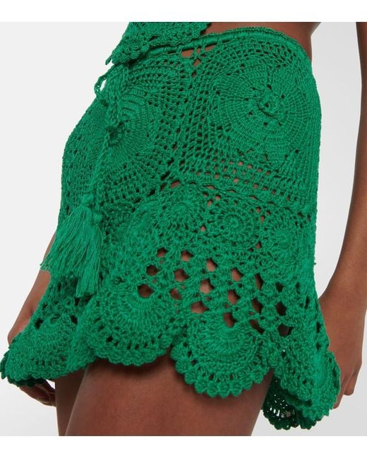 Mini-Jupe En Crochet De Coton Anna Kosturova en coloris Green