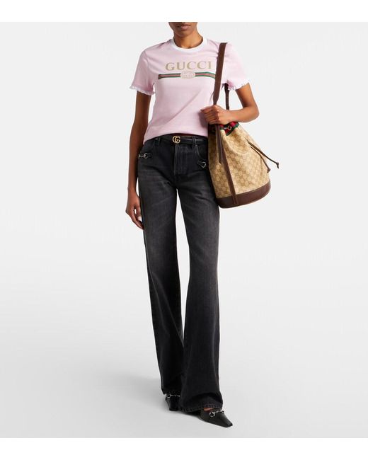 Gucci White Essence Gg Canvas Small Tote Bag