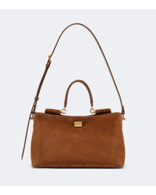 Dolce & Gabbana Brown Vittoria Medium Suede Tote Bag