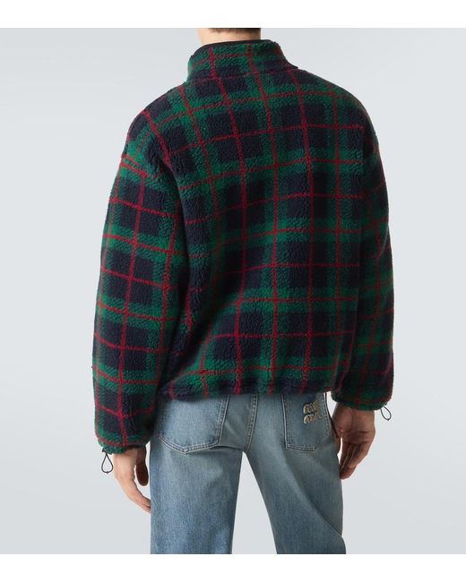 Miu Miu Green Checked Teddy Jacket for men