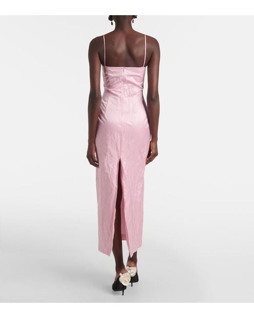Magda Butrym Pink Floral-Applique Cotton-Blend Bustier Dress