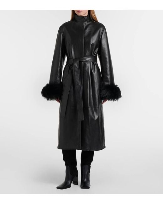 Abrigo De Piel Con Borrego Alaïa de color Black