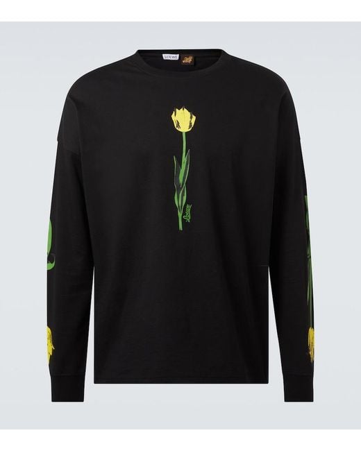 Loewe Black Paula's Ibiza Floral Cotton T-Shirt for men