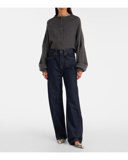 Khaite Blue Benson High-Rise Wide-Leg Jeans