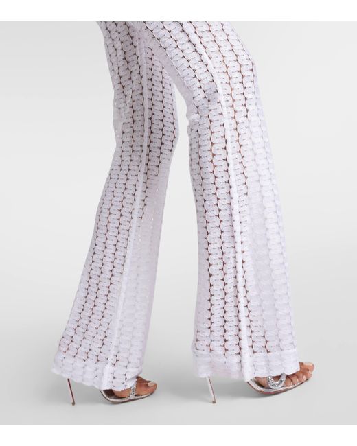 Pantalon evase a taille haute Missoni en coloris White