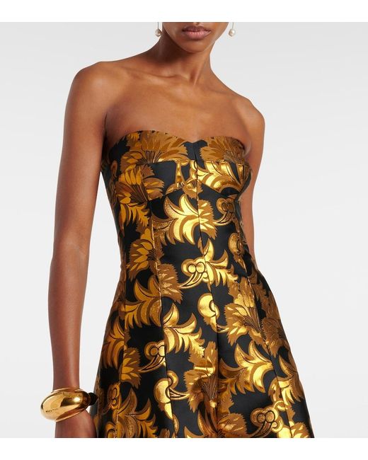Etro Metallic Semi-Sheer Strapless Lame Maxi Dress