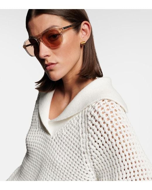 Brunello Cucinelli Pink Sartorial Sunset Aviator Sunglasses