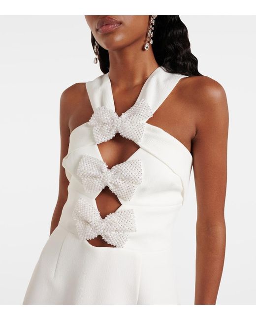 Rebecca Vallance White Hermoine Bow-Detail Crepe Minidress