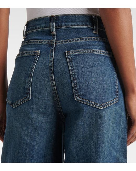 Nili Lotan Blue Rolland Mid-Rise Wide-Leg Jeans