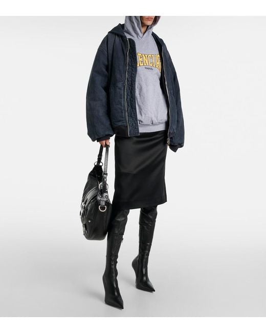 Balenciaga Gray Logo Cotton Jersey Hoodie
