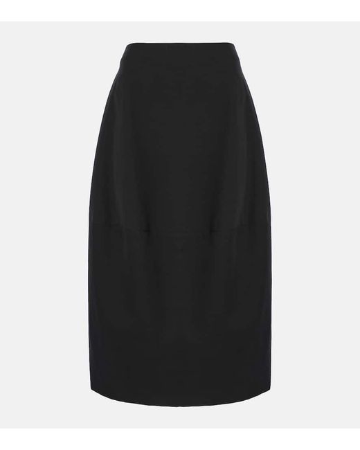 FFORME Black Skye Cotton And Wool Midi Skirt