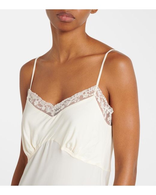 Simone Rocha White Lace-Trimmed Crepe De Chine Slip Dress