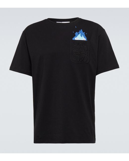 Loewe X Howl's Moving Castle T-Shirt Calcifer aus Baumwolle in Black für Herren