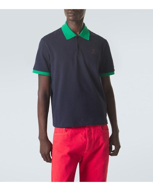 Versace Blue Medusa Cotton Polo Shirt for men
