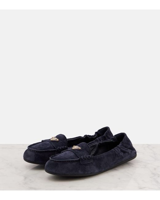 Prada Blue Suede Loafers