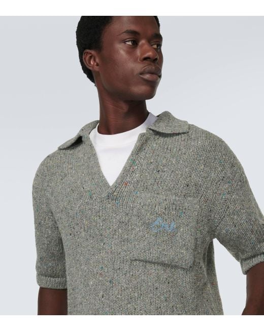 ERL Gray Wool-blend Polo Sweater for men