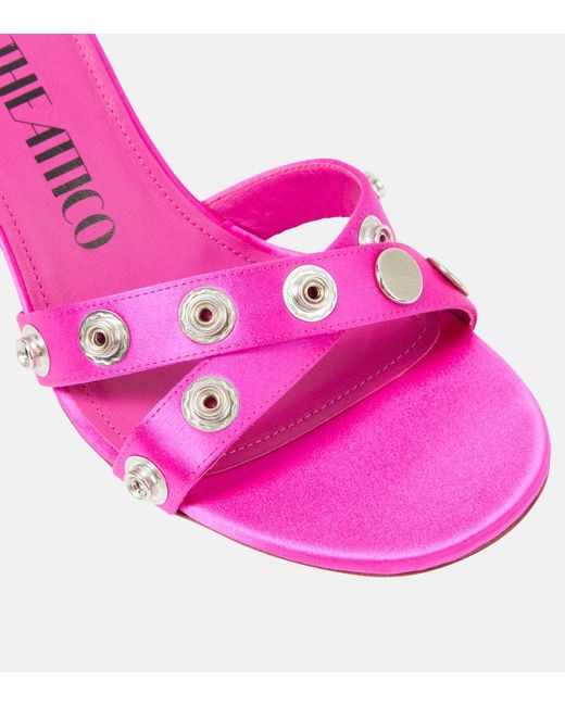 The Attico Pink Cosmo 60 Studded Satin Sandals