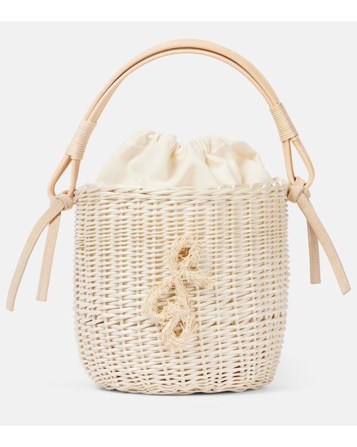 Ruslan Baginskiy Natural Iza Rattan-Trimmed Wicker Basket Bag