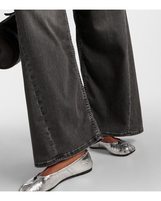 AG Jeans Gray Mid-Rise Wide-Leg Jeans