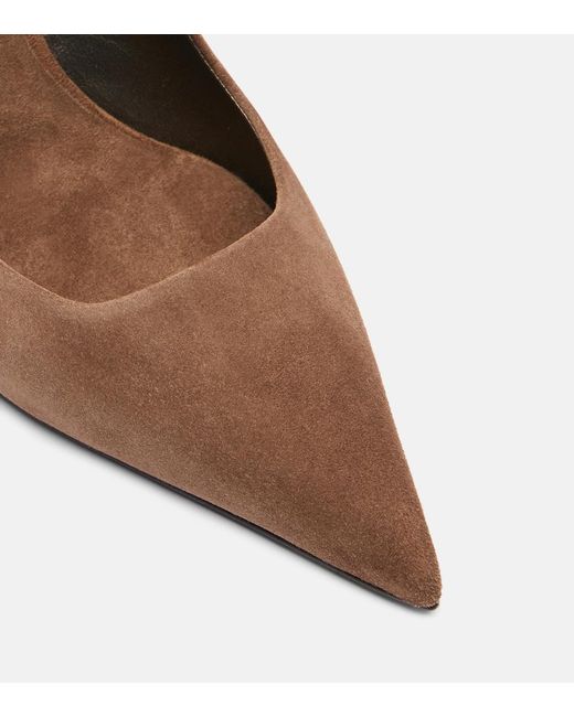 Brunello Cucinelli Brown Monili Suede Slingback Pumps