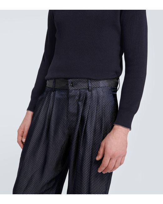 Giorgio Armani Blue Printed Slim Pants for men
