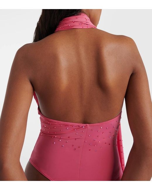 Alex Perry Pink Verzierter Body Aus Jersey