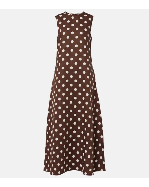 Asceno Brown Tallin Linen And Cotton Maxi Dress