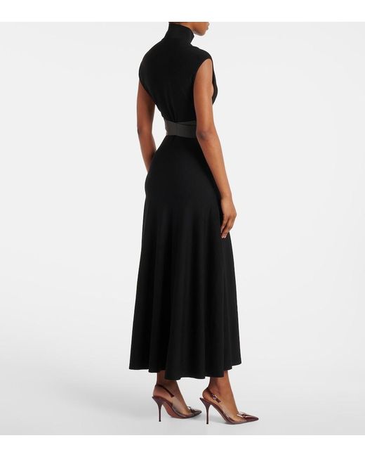 Alaïa Black Belted Wool Maxi Dress