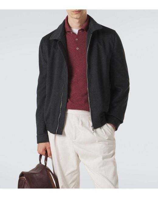 Brunello Cucinelli Black Virgin Wool Blouson Jacket for men