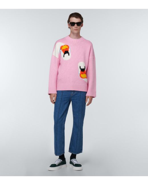 Herren Bekleidung Pullover und Strickware Rundhals Pullover JW Anderson Oversize-Pullover aus Wolle in Pink für Herren 