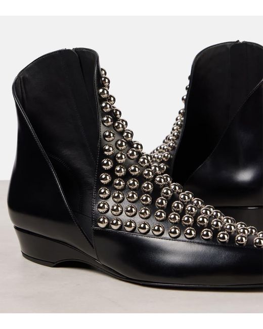 Alaïa Black Verzierte Ankle Boots Aus Leder