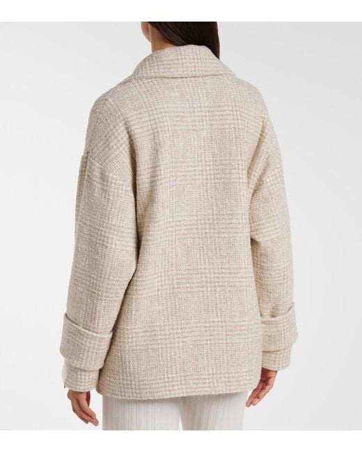 Eleventy Natural Checked Wool And Alpaca-Blend Jacket