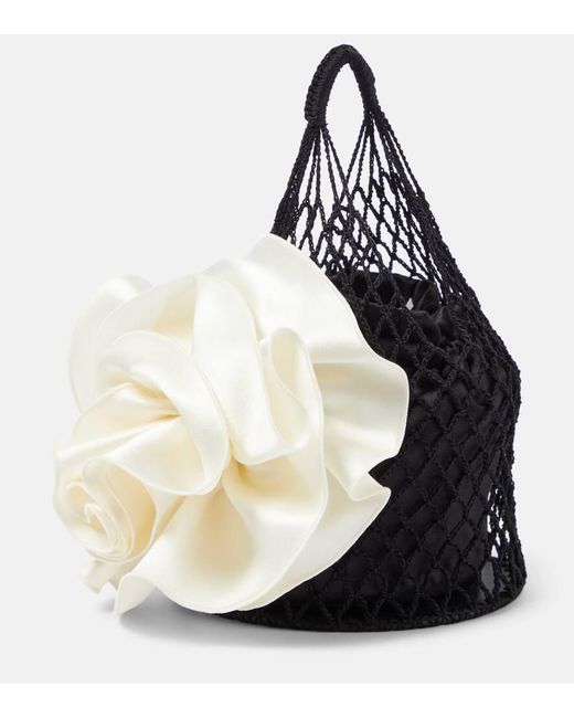 Magda Butrym White Devana Small Floral-Applique Shoulder Bag