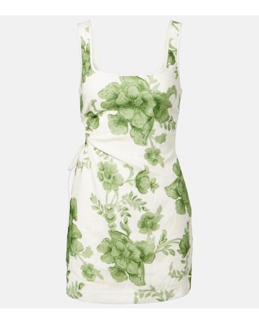 Sir Green Gardella Cutout Floral Linen Minidress